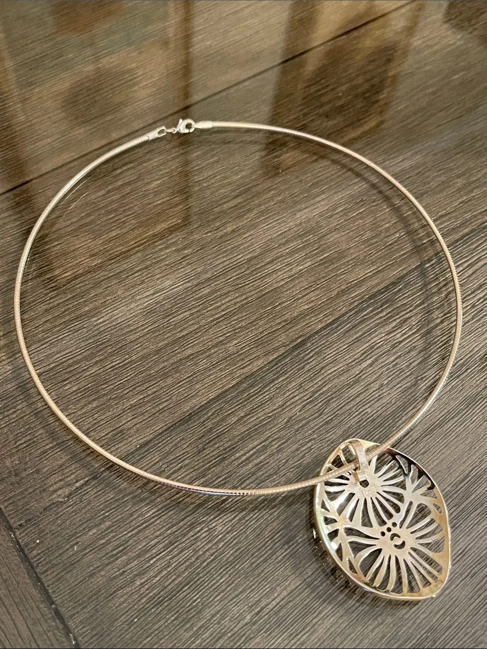 Vintage Two-tone Best Floral Cutout Slid / Pendant Wire Necklace